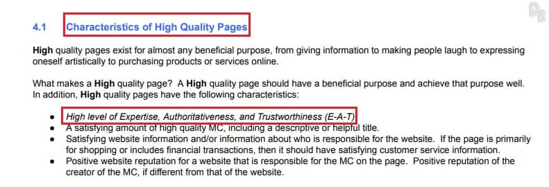 characteristics of high quality pages
